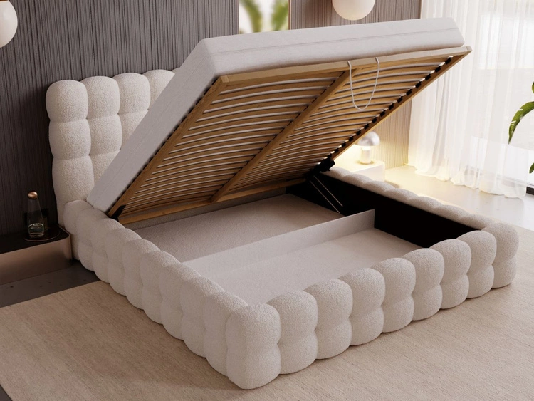 Polsterbett mit Bettkasten und Lattenrost 180x200 Twist Beige