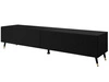 Zweittüriges TV-Lowboard auf schwarz-goldenen Beinen 175 cm mit LED-Beleuchtung Sorelle Schwarz matt