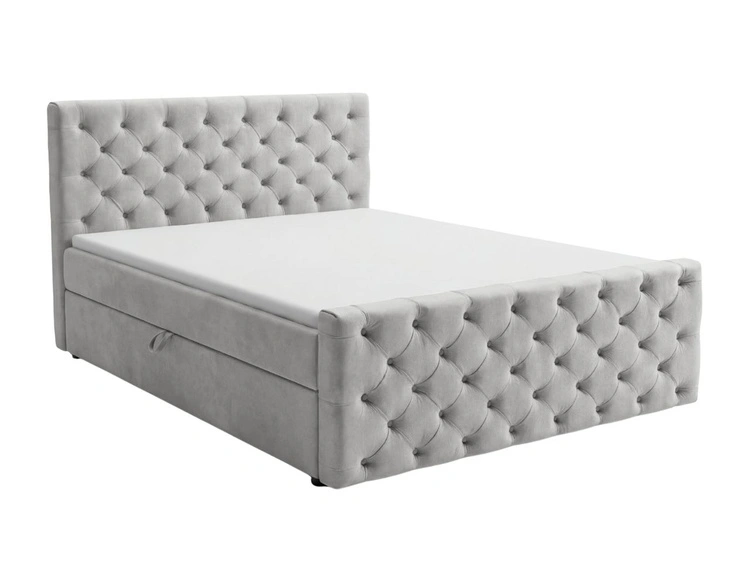 Boxspringbett mit Bettkasten 140x200 Montego Hellgrau