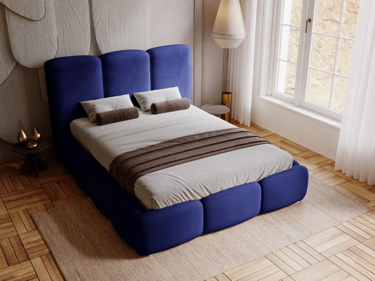 Polsterbett mit Bettkasten und Lattenrost 200x200 Bubble Blau
