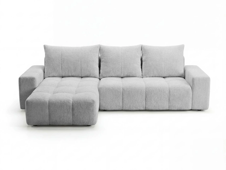 Ecksofa L-Form mit Schlaffunktion und Bettkasten Bresso Grau