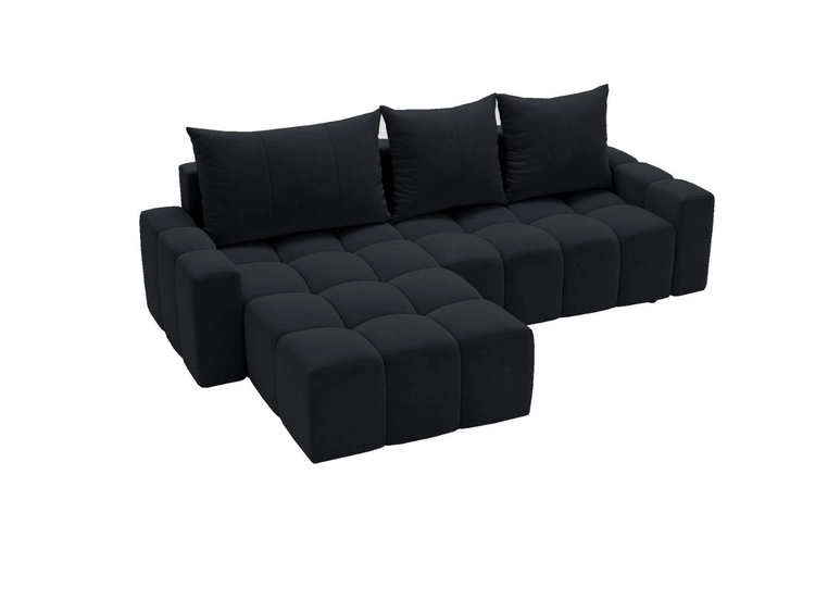 Ecksofa L-Form mit Schlaffunktion und Bettkasten Bresso Schwarz