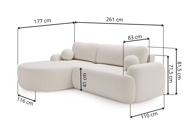 Ecksofa L-Form Links mit Schlaffunktion und Bettkasten Aurio Braun