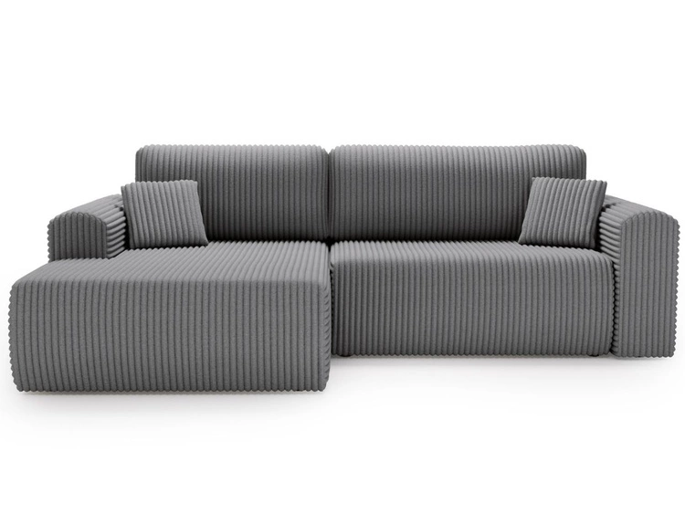 Ecksofa mit Schlaffunktion und Bettkasten Belvio links Dunkelgrau