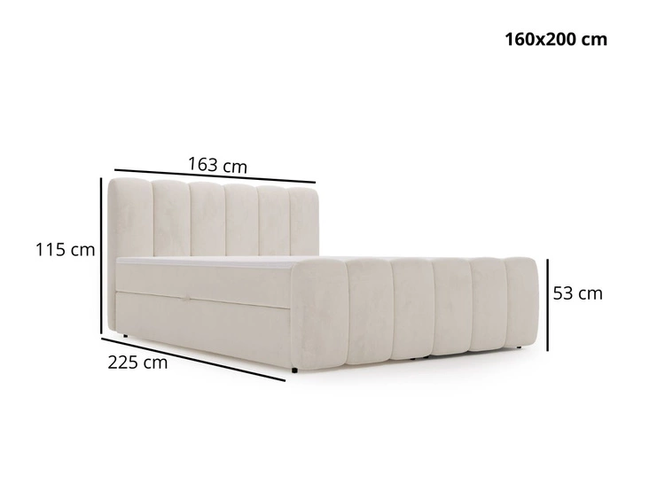 Boxspringbett mit Bettkasten 160x200 Cloud Schwarz