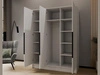 Kleiderschrank mit Spiegel 150 cm Lucca Weiß mit schwarzen Griffen