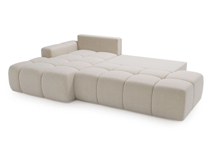 Ecksofa L-Form Links mit Schlaffunktion und Bettkasten Montero Creme