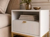 Nachtschrank mit Schublade Amber Weiß, Gold Frame