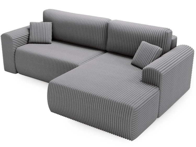Ecksofa mit Schlaffunktion und Bettkasten Belvio rechts Dunkelgrau
