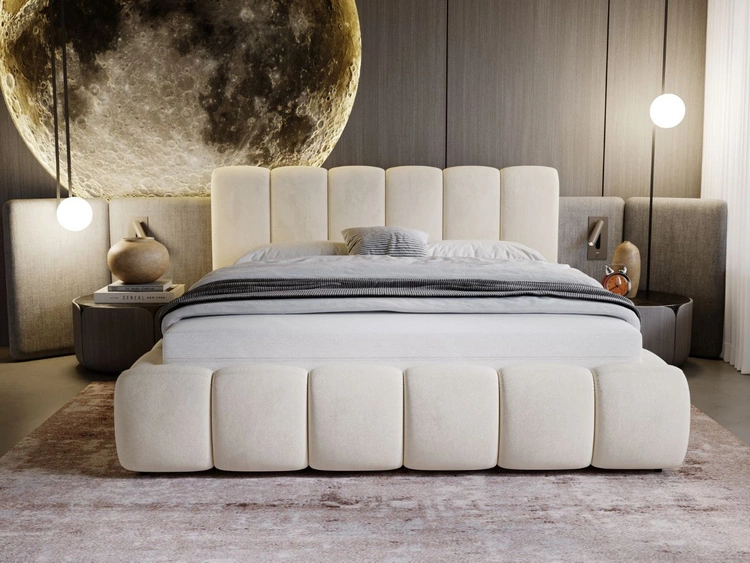 Polsterbett Ohne Bettkasten mit Lattenrost 160x200 Cloud Beige