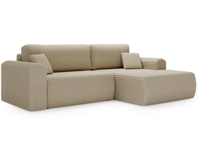 Ecksofa mit Schlaffunktion und Bettkasten Belvio rechts Beige