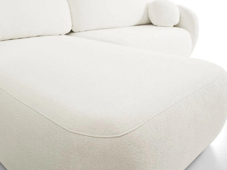 Ecksofa L-Form Links mit Schlaffunktion und Bettkasten Oreo Creme