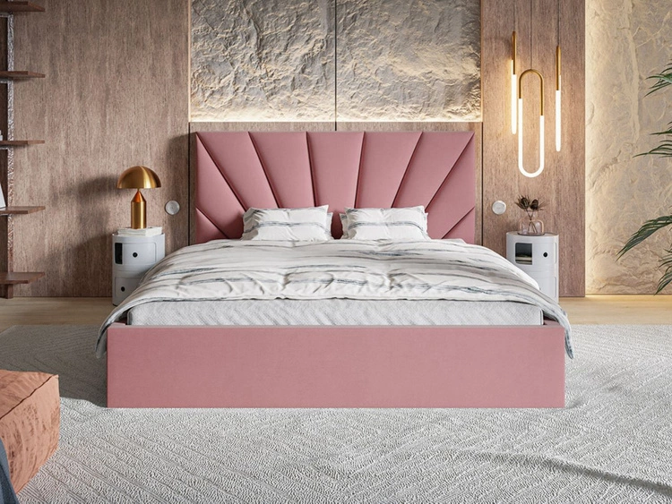 Polsterbett mit Bettkasten und Lattenrost 140x200 Orlo Rosa