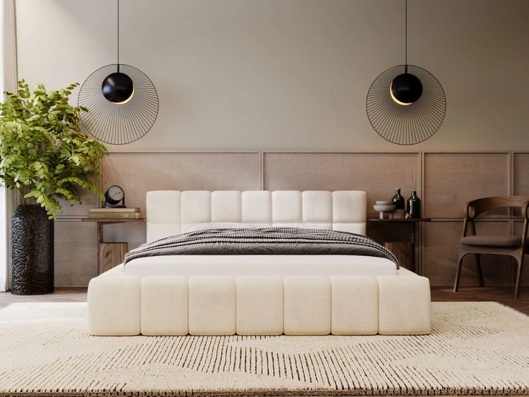 Polsterbett mit Bettkasten und Lattenrost 140x200 Alicante Beige