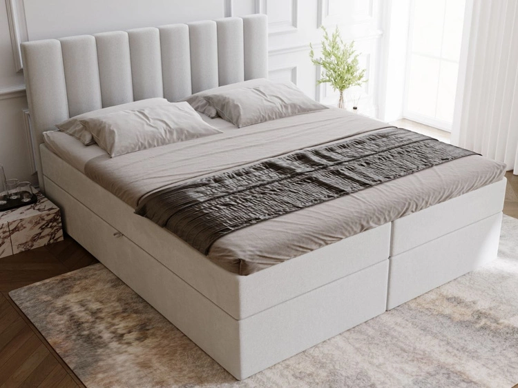 Boxspringbett mit Bettkasten 200x200 Mocca Grau