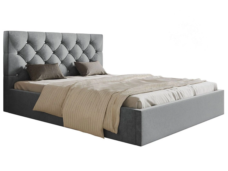 Polsterbett mit Bettkasten und Lattenrost 140x200 Selva Hellgrau