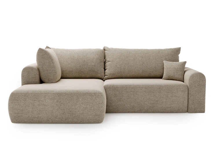 Ecksofa L-Form mit Schlaffunktion und Bettkasten Savana Bis Beige
