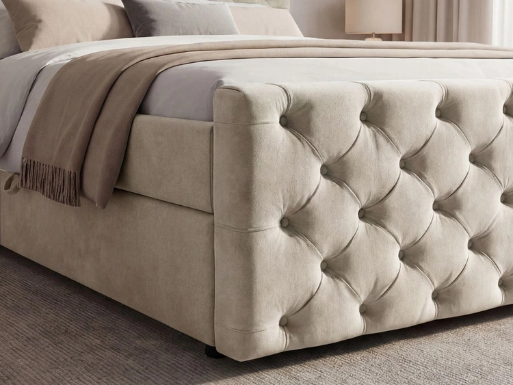 Boxspringbett mit Bettkasten 140x200 Montego Creme