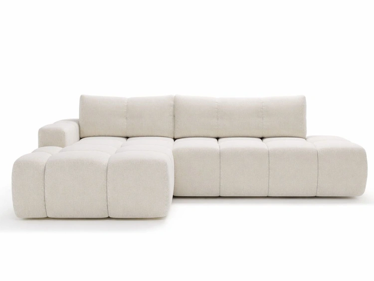 Ecksofa L-Form Links mit Schlaffunktion und Bettkasten Montero Weiß