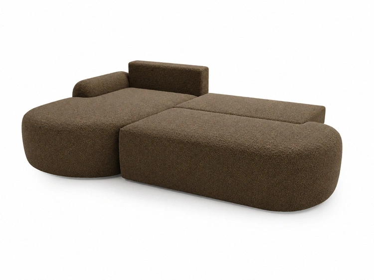 Ecksofa L-Form Links mit Schlaffunktion und Bettkasten Aurio O Braun