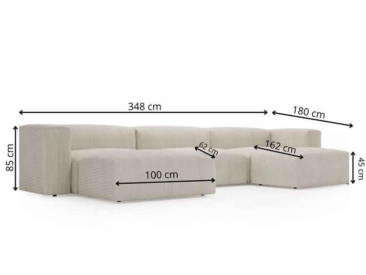 Wohnlandschaft Universell Moderne Cord Ecksofa Landi Beige