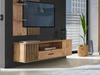 Fernsehschrank mit Schublade und Lamellen Lavore Wotan Eiche, Schwarz matt