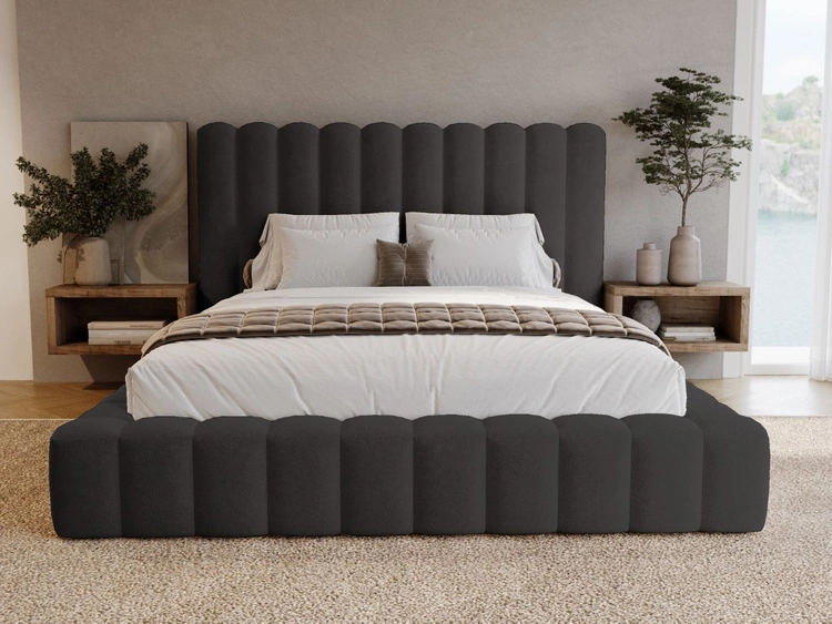 Polsterbett mit Bettkasten und Lattenrost 160x200 Rotto Schwarz