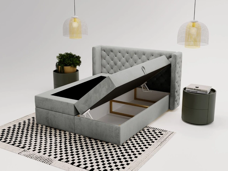 Boxspringbett mit Bettkasten 140x200 Lion Grau