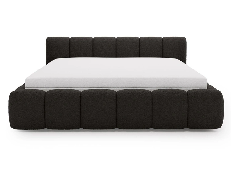 Polsterbett ohne Bettkasten mit Lattenrost 140x200 Cloud Low aus Bouclé-Stoff Schwarz