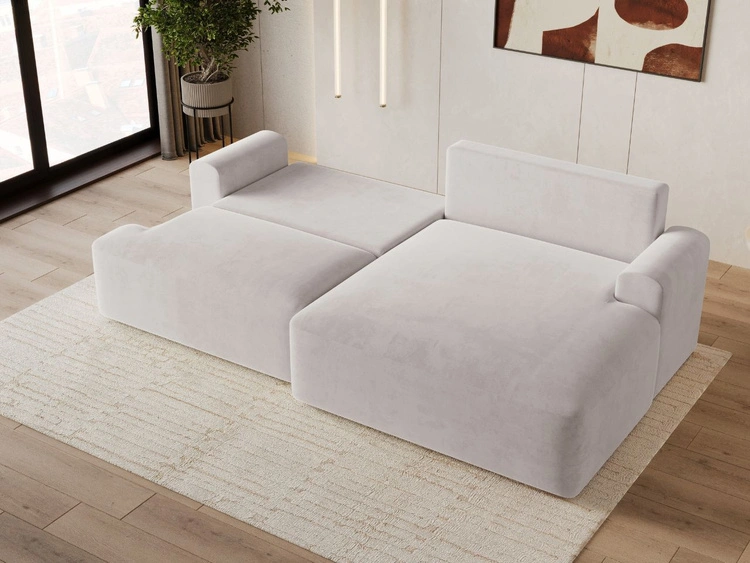 Ecksofa L-Form mit Schlaffunktion und Bettkasten Serene Rechts Grau