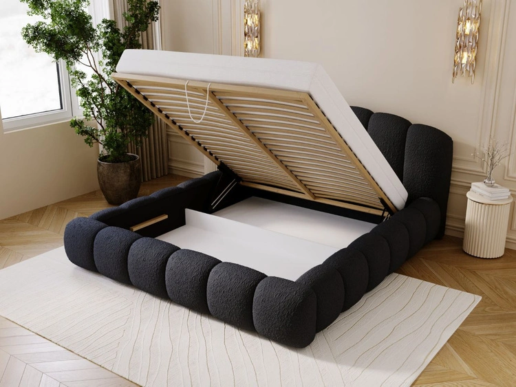 Polsterbett mit Stauraum und Lattenrost 140x200 Cloud Soft Schwarz
