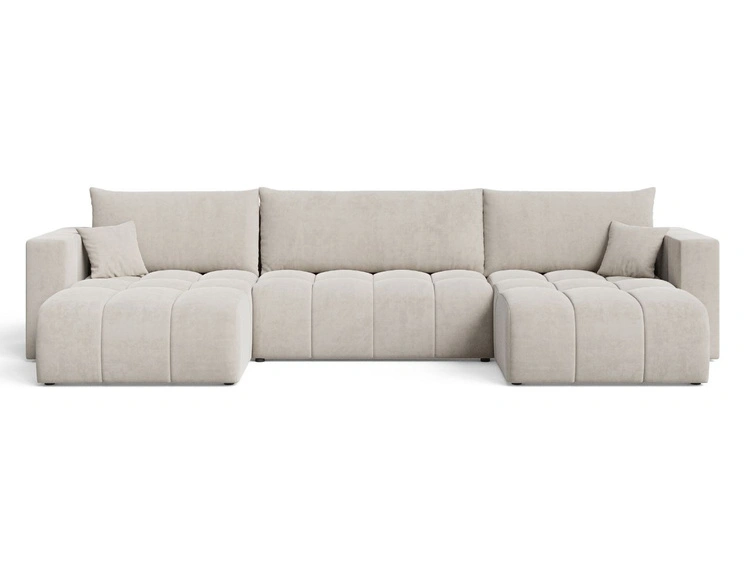 Wohnlandschaft mit Schlaffunktion und Bettkasten Neva Beige