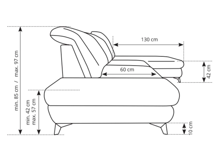 Ecksofa L-Form Rechts mit Schlaffunktion und Bettkasten Hannover Dunkelgrau