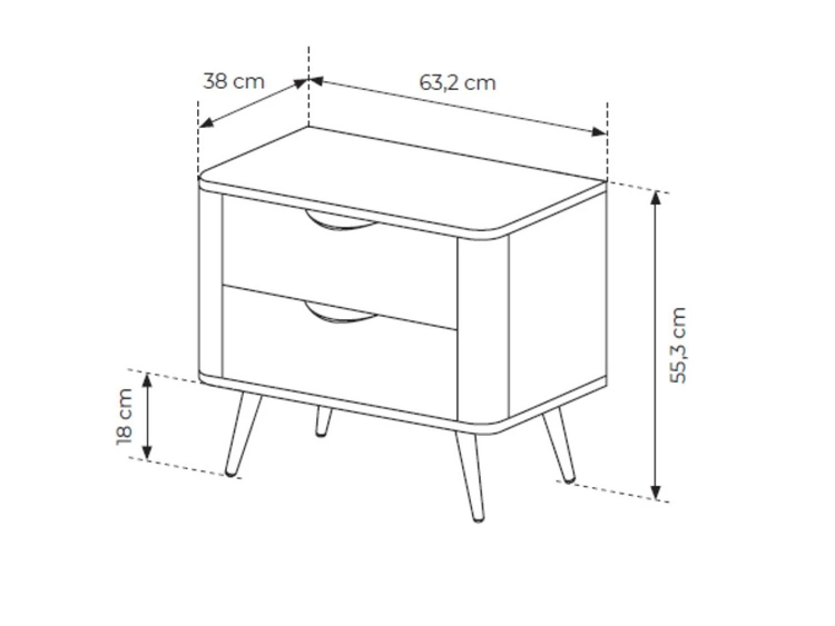Nachttisch mit zwei Schubladen Magico Eiche Dunin