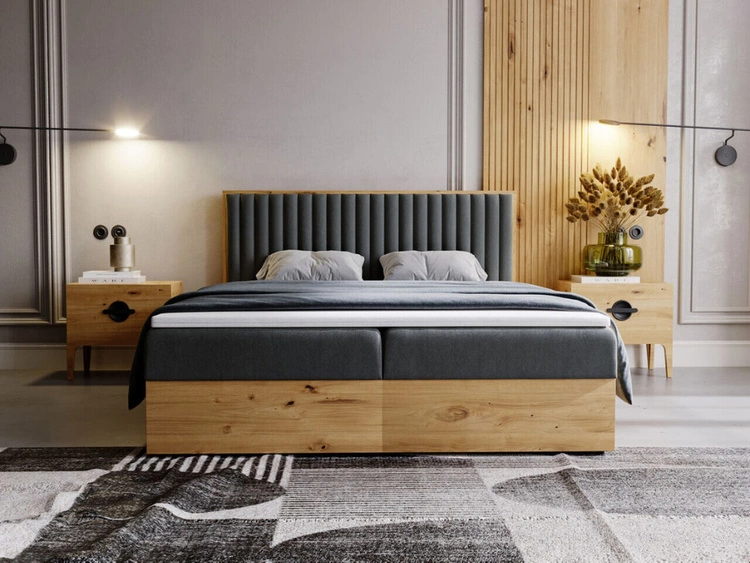 Boxspringbett mit Bettkasten 180x200 Forest Dunkelgrau