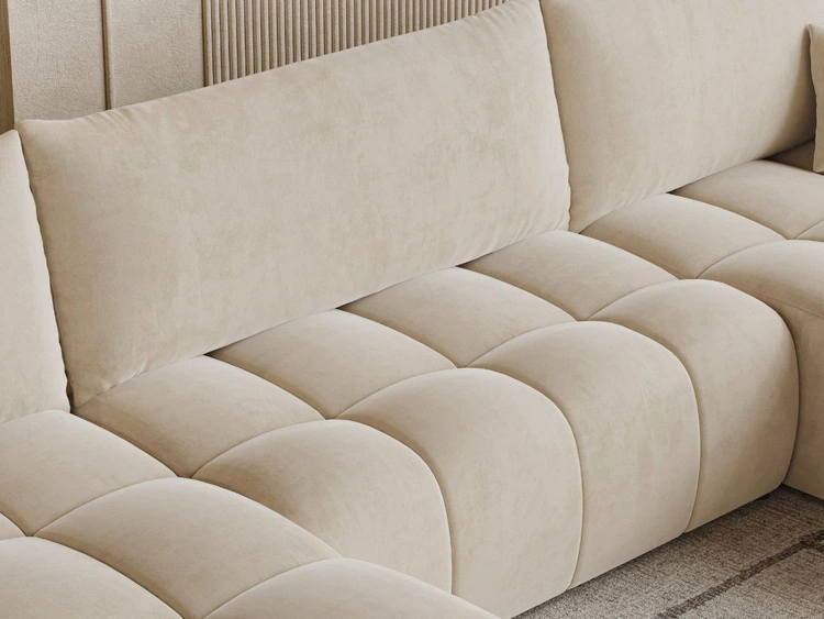 Wohnlandschaft mit Schlaffunktion und Bettkasten Neva Beige