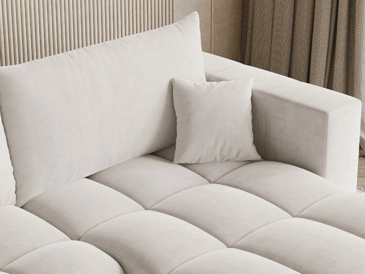 Ecksofa L-Form mit Schlaffunktion und Bettkasten Neva Hellbeige
