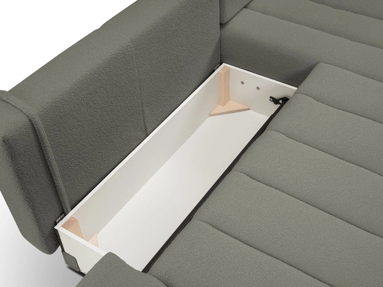 Ecksofa mit Schlaffunktion und Bettkasten Rechts Adoro Grau