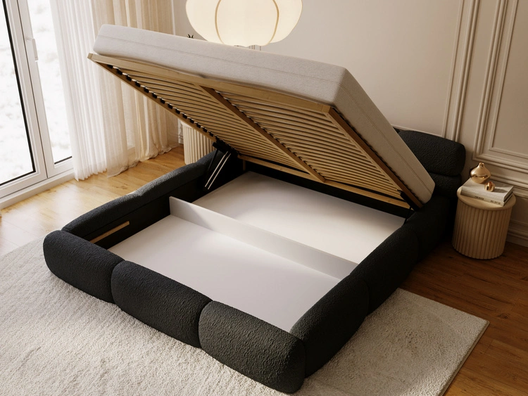 Polsterbett mit Bettkasten und Bettrost 180x200 Sweet Low Schwarz