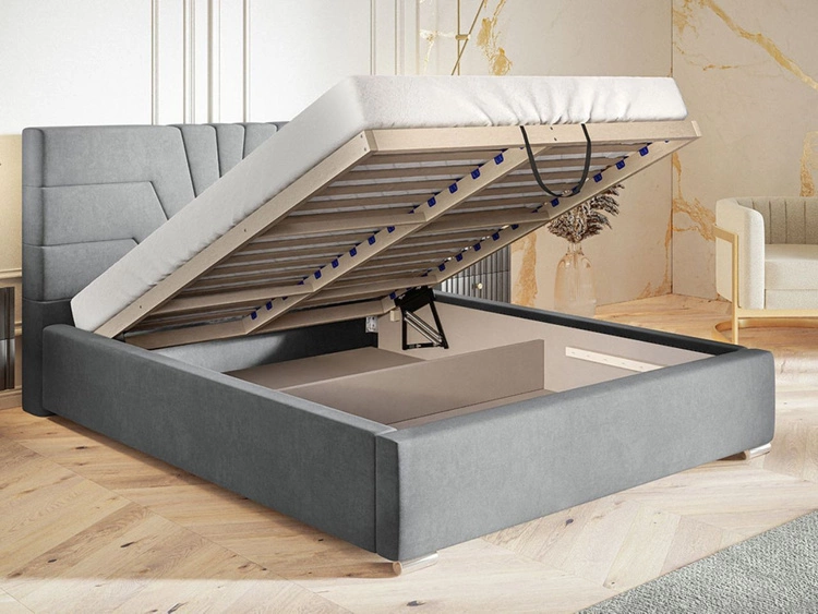 Polsterbett mit Bettkasten und Lattenrost 140x200 Tesis Hellgrau
