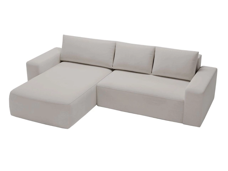 Ecksofa L-Form Links mit Schlaffunktion und Bettkasten Tazones Hellgrau