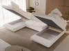 Wohnlandschaft mit Schlaffunktion und Bettkasten Argon Creme
