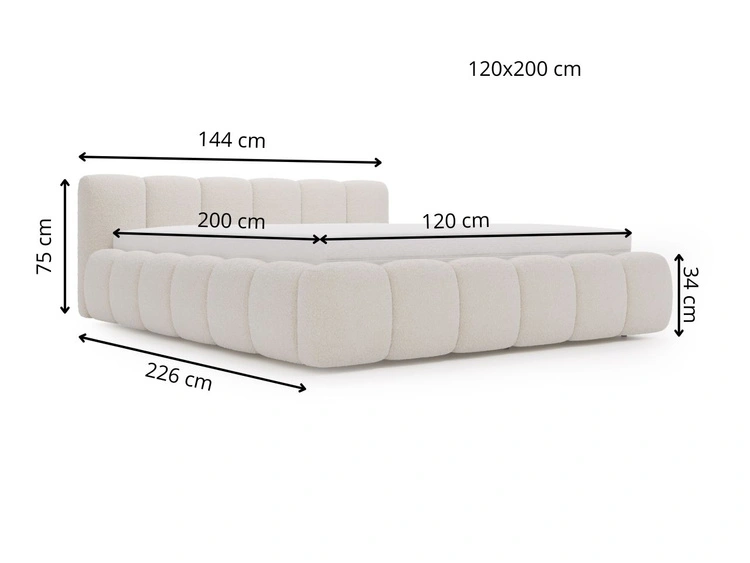 Polsterbett mit Bettkasten und Lattenrost 120x200 Cloud Low Bouclé-Stoff Braun