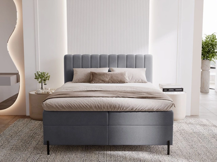 Boxspringbett mit Bettkasten 180x200 Primavera Dunkelgrau