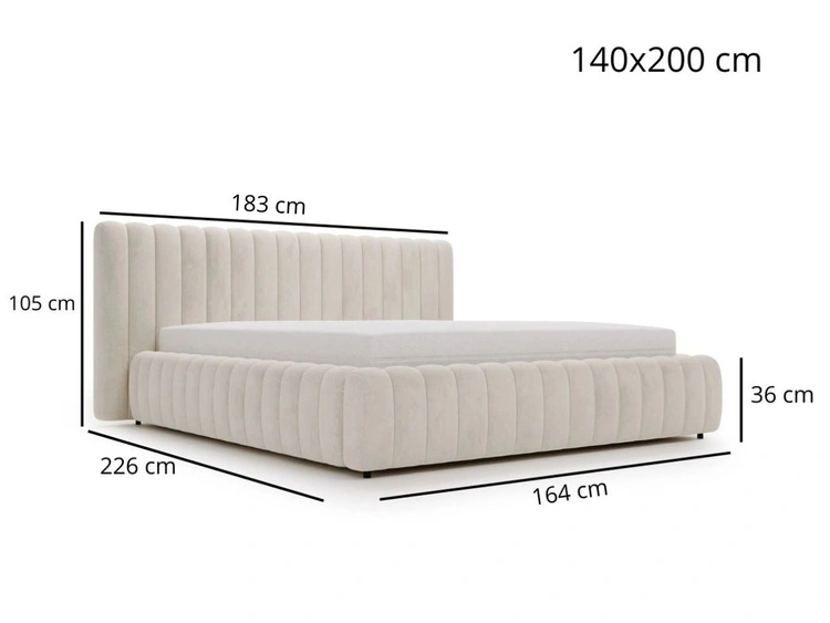 Polsterbett mit Bettkasten und Lattenrost 140x200 Bliss Braun