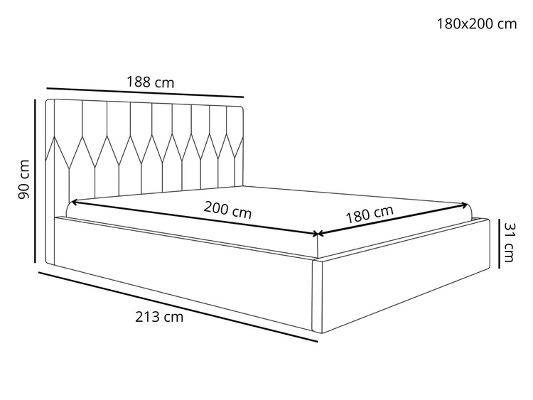 Łóżko tapicerowane z pojemnikiem i stelażem 180x200 Gaja Ciemnoniebieskie