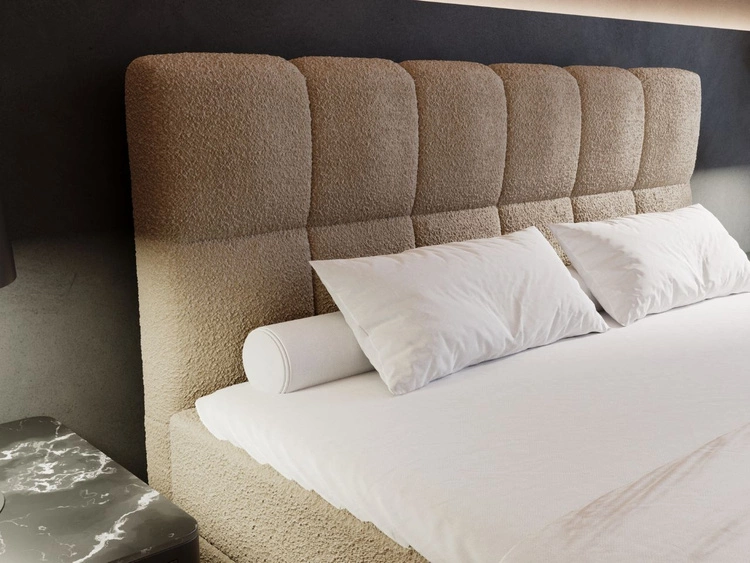 Boxspringbett mit Bettkasten 200x200 Bouclé-Stoff Alicante Braun