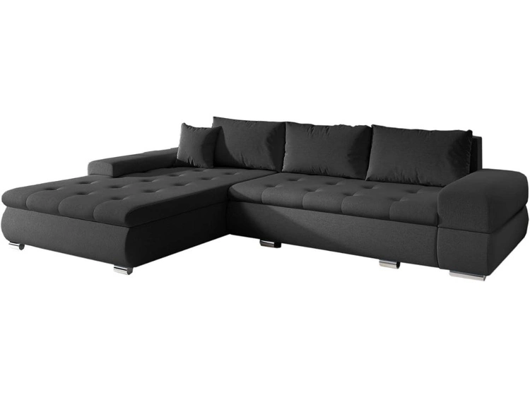 Ecksofa L-Form mit Schlaffunktion und Bettkasten Sonia Schwarz