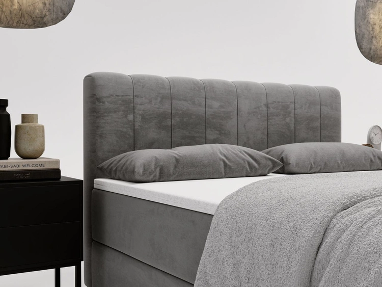 Boxspringbett mit Bettkasten 160x200 Forte Hellgrau
