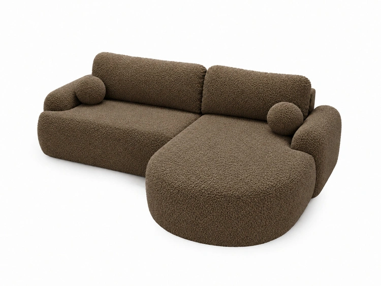 Ecksofa L-Form Rechts mit Schlaffunktion und Bettkasten Aurio Braun